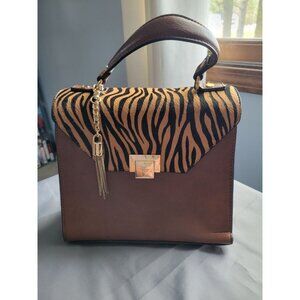 Dune London Womans Tiger stripe leather animal hair handbag Carry Handle